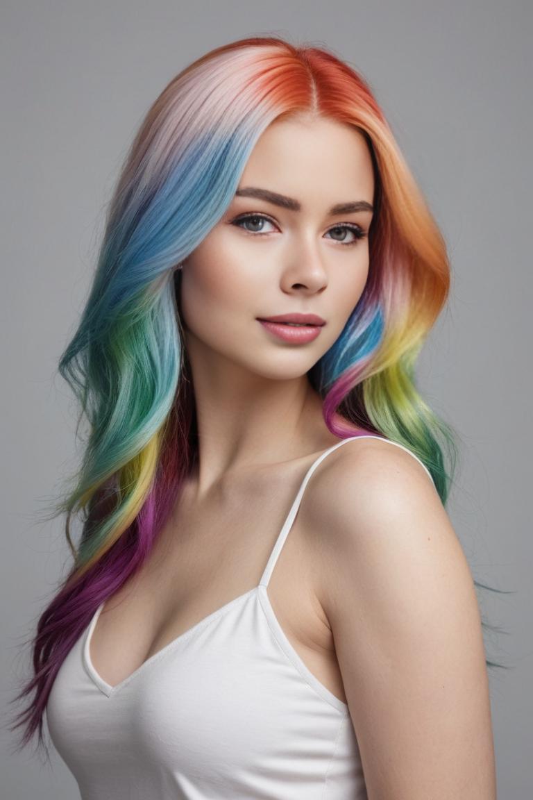 Photify AI prompt preview for Rainbow Haired Beauty pack - 240 - 2025-05-31T00:19:18.181Z